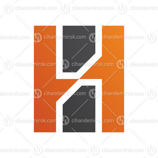 Orange and Black Letter H Icon with Vertical Rectangles