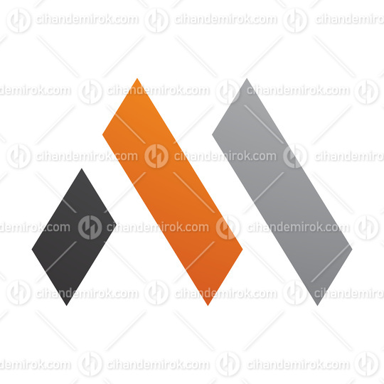 Orange and Black Letter M Icon with Rectangles