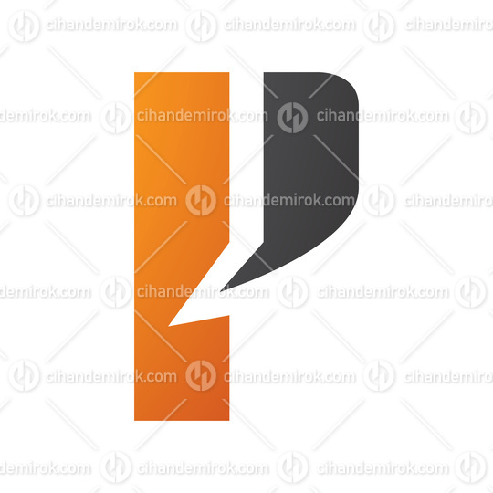 Orange and Black Letter P Icon with a Bold Rectangle