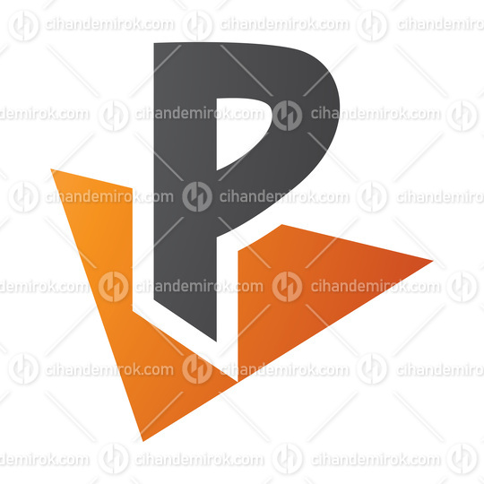 Orange and Black Letter P Icon with a Triangle