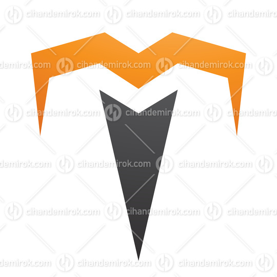 Orange and Black Letter T Icon with Pointy Tips