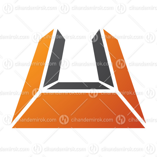 Orange and Black Letter U Icon in Perspective