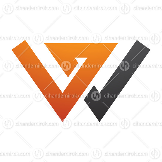 Orange and Black Letter W Icon with Intersecting Lines