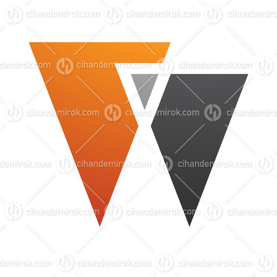 Orange and Black Letter W Icon with Triangles