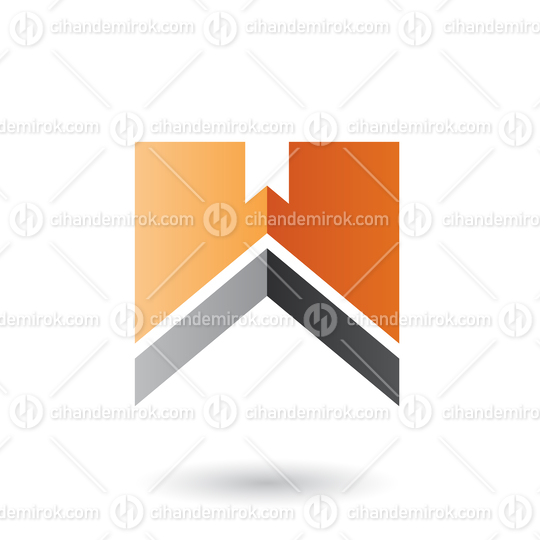 Orange and Black Letter W with a Thick Stripe Vector Illustration