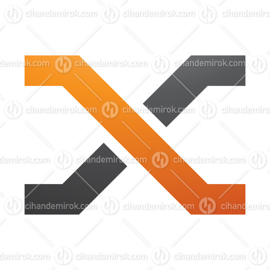Orange and Black Letter X Icon with Crossing Lines