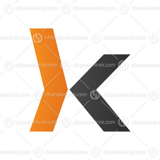 Orange and Black Lowercase Arrow Shaped Letter K Icon