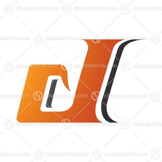 Orange and Black Lowercase Italic Letter D Icon