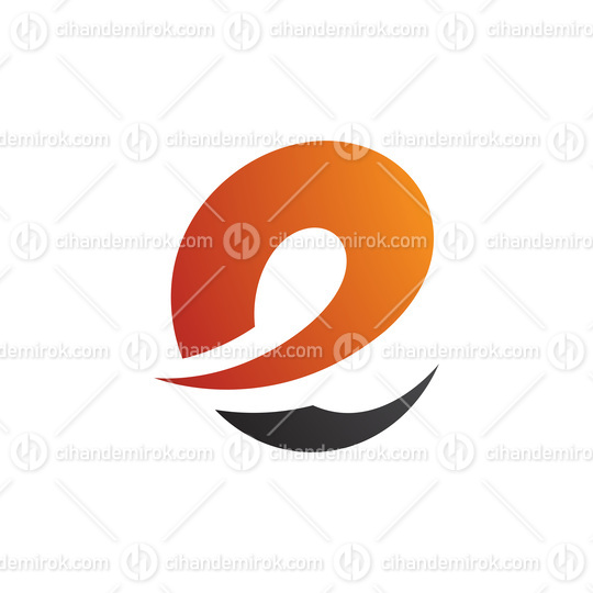 Orange and Black Lowercase Letter E Icon with Soft Spiky Curves
