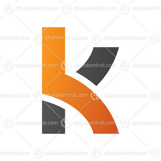 Orange and Black Lowercase Letter K Icon with Overlapping Paths
