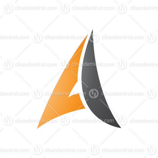 Orange and Black Paper Plane Shaped Letter A Icon