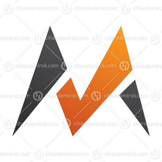 Orange and Black Pointy Tipped Letter M Icon