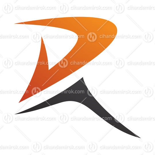 Orange and Black Pointy Tipped Letter R Icon