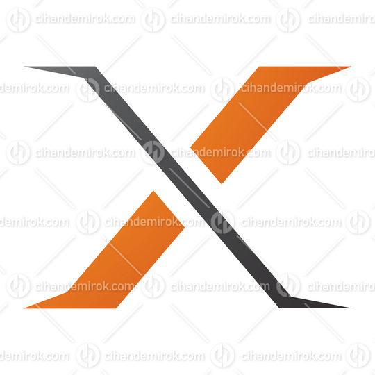 Orange and Black Pointy Tipped Letter X Icon