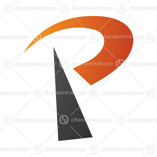 Orange and Black Radio Tower Shaped Letter P Icon