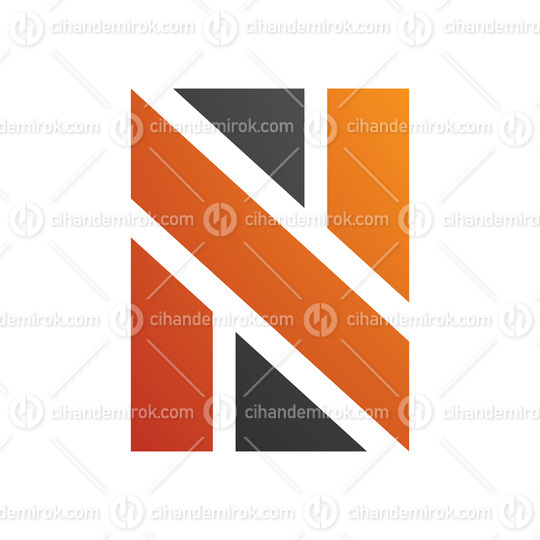 Orange and Black Rectangle Shaped Letter N Icon