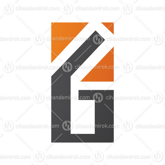 Orange and Black Rectangular Letter G or Number 6 Icon