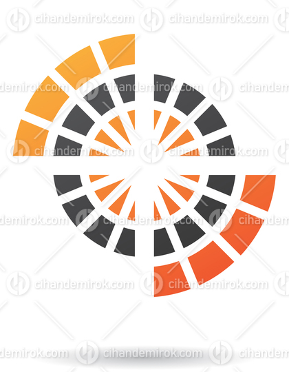 Orange and Black Round Abstract Spider Web or Gear Logo Icon