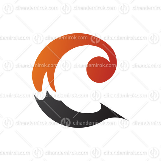 Orange and Black Round Curly Letter C Icon