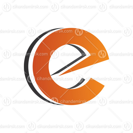 Orange and Black Round Layered Lowercase Letter E Icon