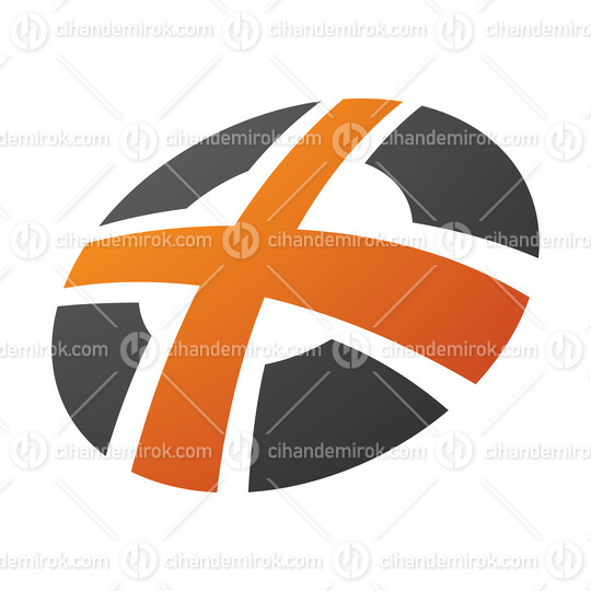 Orange and Black Round Shaped Letter X Icon