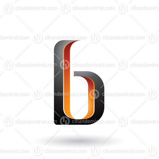 Orange and Black Shaded Letter B Vector Illustration