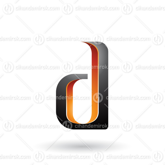 Orange and Black Shaded Letter D Vector Illustration