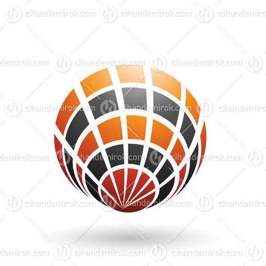 Orange and Black Shell Like Round Icon Vector Illustration
