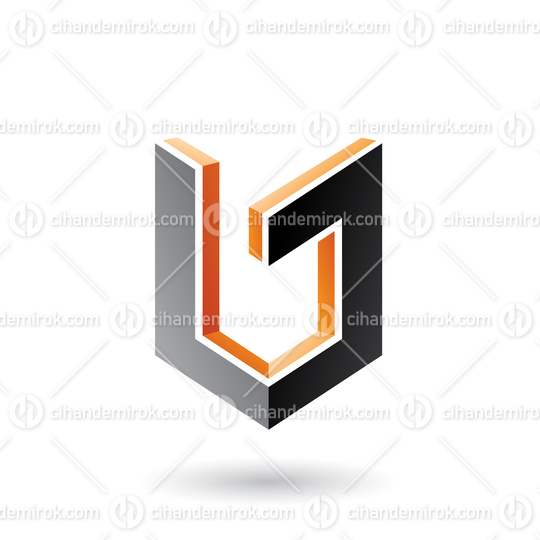 Orange and Black Shield Like 3d Shape Vector Illustration