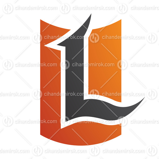 Orange and Black Shield Shaped Letter L Icon