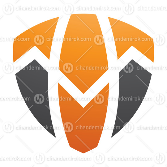 Orange and Black Shield Shaped Letter T Icon