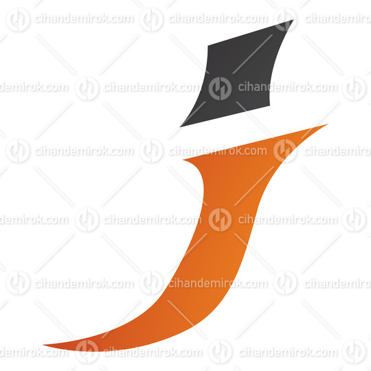 Orange and Black Spiky Italic Letter J Icon