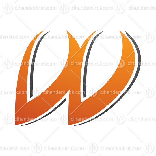 Orange and Black Spiky Italic Shaped Letter W Icon