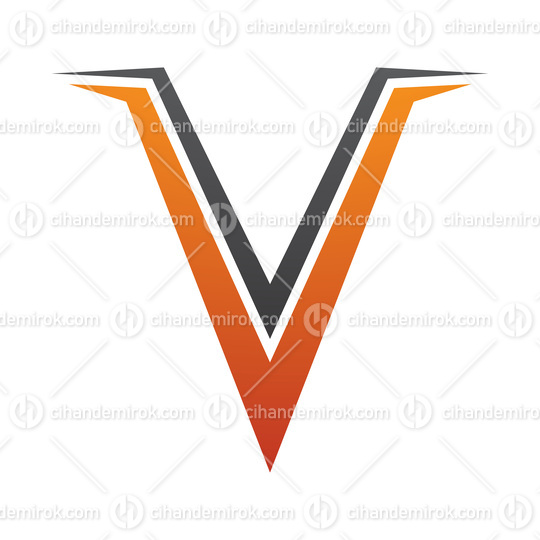 Orange and Black Spiky Shaped Letter V Icon