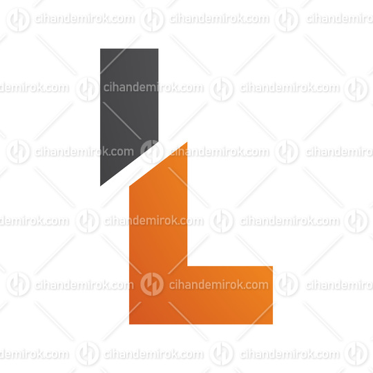 Orange and Black Split Shaped Letter L Icon
