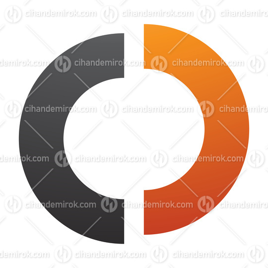 Orange and Black Split Shaped Letter O Icon