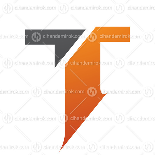 Orange and Black Split Shaped Letter T Icon