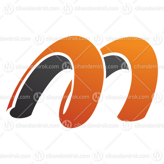 Orange and Black Spring Shaped Letter M Icon
