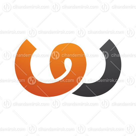 Orange and Black Spring Shaped Letter W Icon