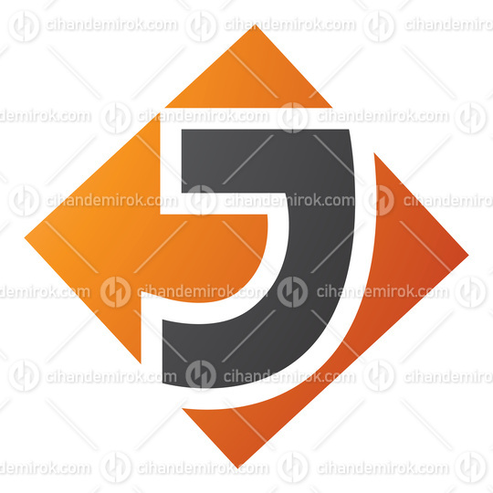 Orange and Black Square Diamond Shaped Letter J Icon