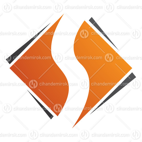Orange and Black Square Diamond Shaped Letter S Icon