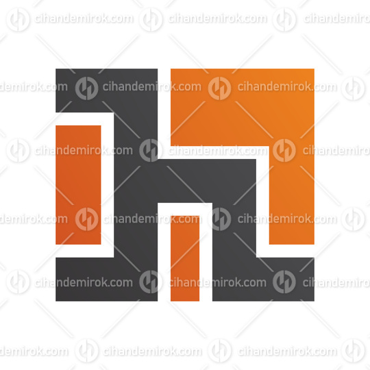 Orange and Black Square Shaped Letter H Icon