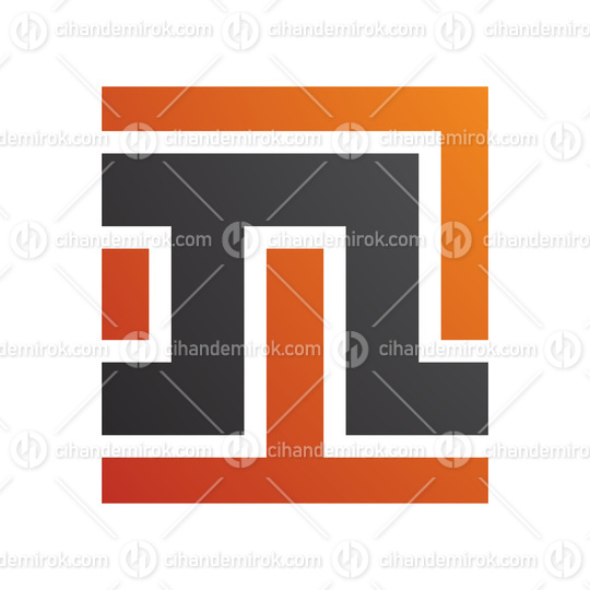 Orange and Black Square Shaped Letter N Icon