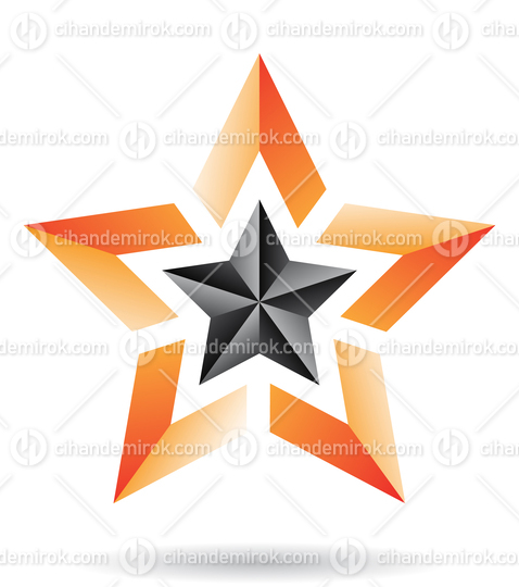 Orange and Black Striped Abstract Star Logo Icon