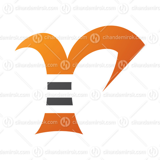 Orange and Black Striped Letter R Icon