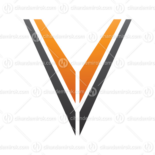 Orange and Black Striped Shaped Letter V Icon