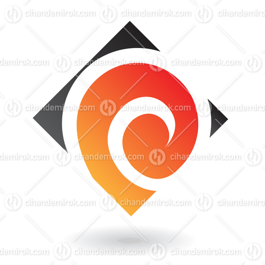 Orange and Black Swirly Square Logo Icon