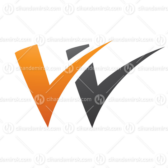 Orange and Black Tick Shaped Letter W Icon