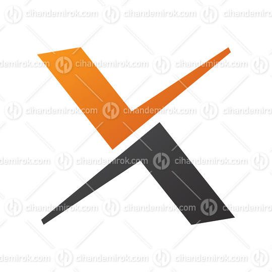 Orange and Black Tick Shaped Letter X Icon