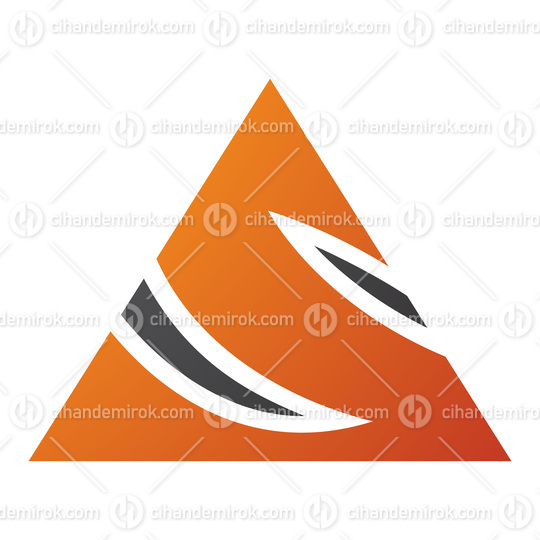Orange and Black Triangle Shaped Letter S Icon